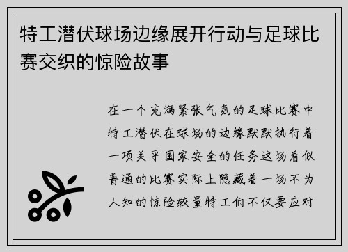 特工潜伏球场边缘展开行动与足球比赛交织的惊险故事